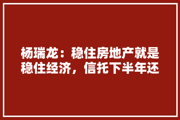 杨瑞龙：稳住房地产就是稳住经济，信托下半年还会麋集
出台一些房地产政策