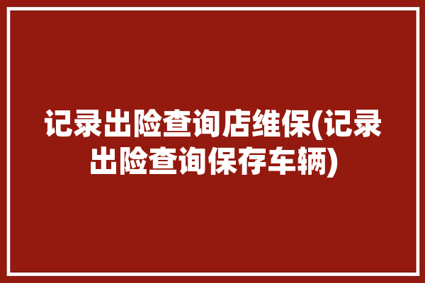 记录出险查询店维保(记录出险查询保存车辆)