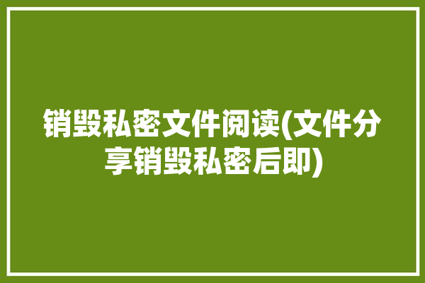 销毁私密文件阅读(文件分享销毁私密后即)「文件 销毁」