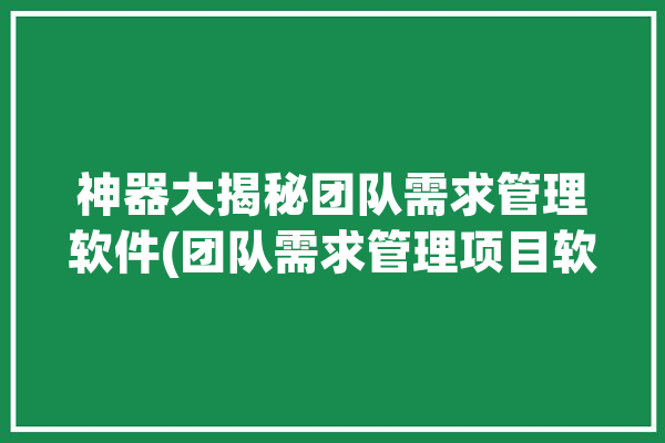 神器大揭秘团队需求管理软件(团队需求管理项目软件)「团队需求分析」