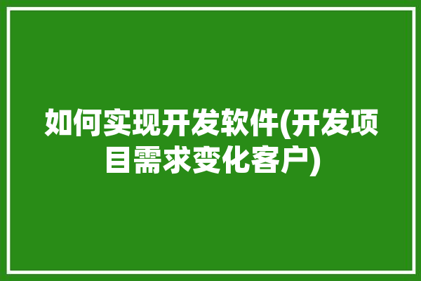 如何实现开发软件(开发项目需求变化客户)「如何开发一款软件的前提要求」