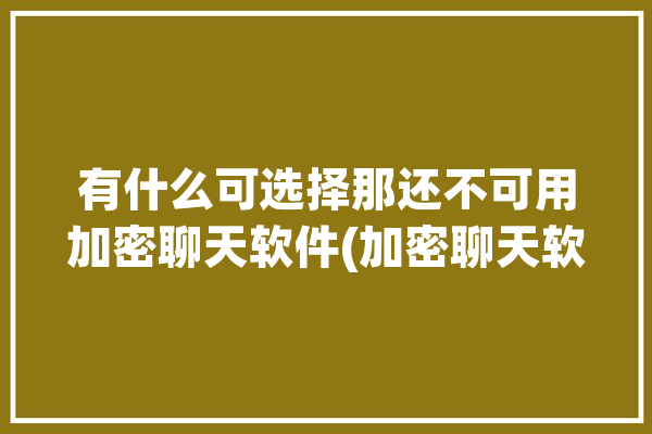 有什么可选择那还不可用加密聊天软件(加密聊天软件聊天密信有什么)