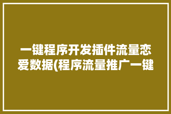 一键程序开发插件流量恋爱数据(程序流量推广一键客户)