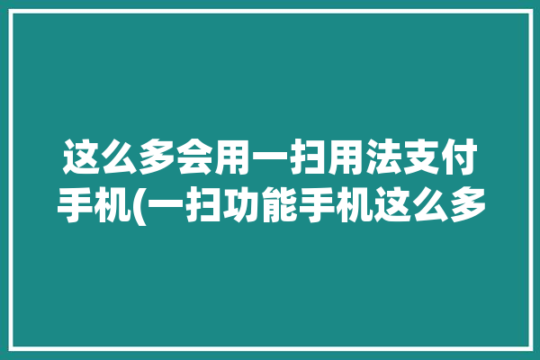 这么多会用一扫用法支付手机(一扫功能手机这么多会用)「手机扫一扫最多能付多少钱」