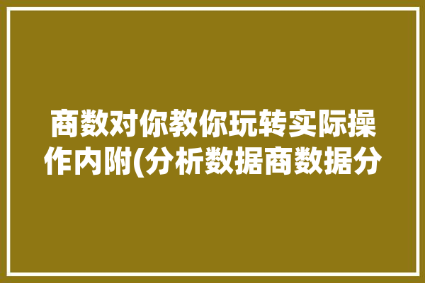 商数对你教你玩转实际操作内附(分析数据商数据分析商品)「商数通数据下载」