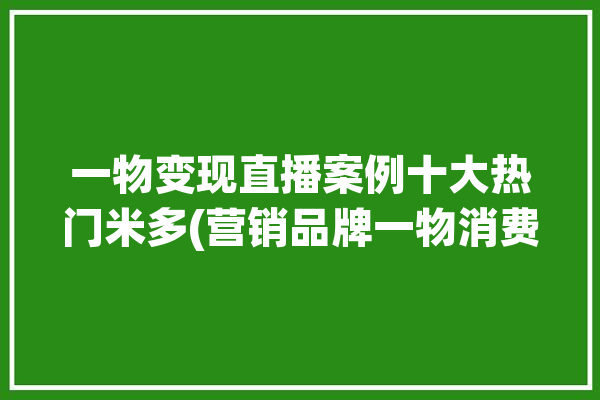 一物变现直播案例十大热门米多(营销品牌一物消费者数据)