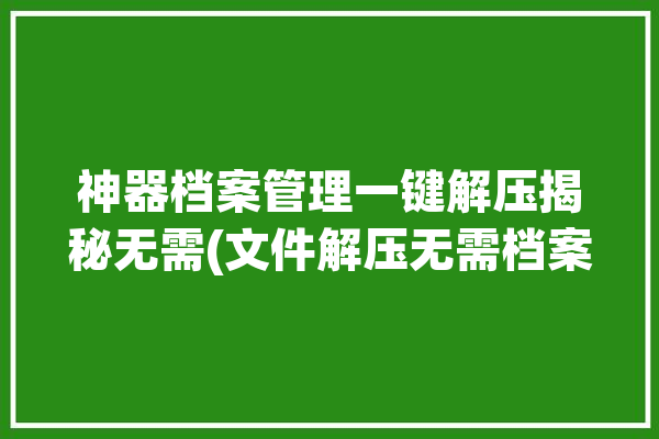 神器档案管理一键解压揭秘无需(文件解压无需档案管理功能)「文件解压神器下载」