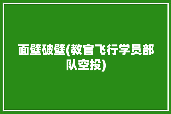 面壁破壁(教官飞行学员部队空投)