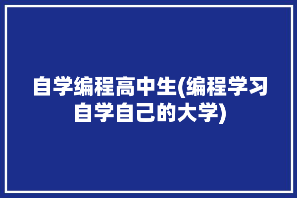 自学编程高中生(编程学习自学自己的大学)「高中生想自学编程」