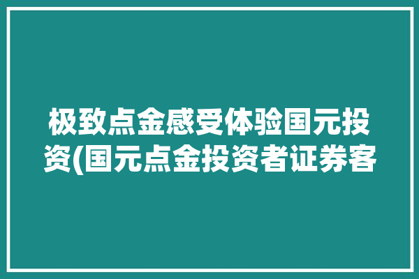 极致点金感受体验国元投资(国元点金投资者证券客户)「国元点金正规吗」