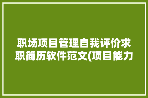 职场项目管理自我评价求职简历软件范文(项目能力能力强项目管理软件)