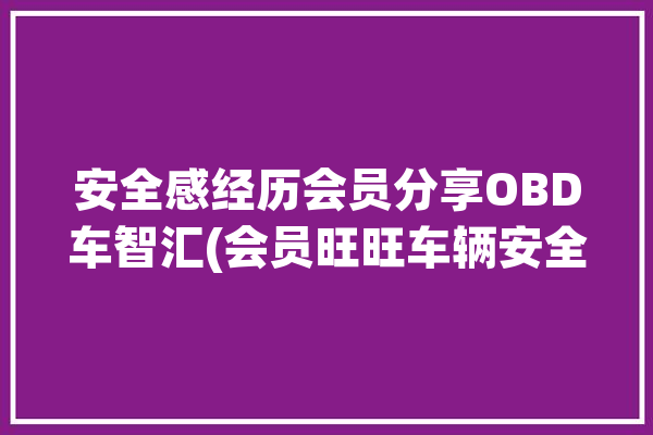 安全感经历会员分享OBD车智汇(会员旺旺车辆安全感分享)