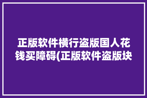 正版软件横行盗版国人花钱买障碍(正版软件盗版块钱横行买了)「正版软件和盗版软件有什么区别」