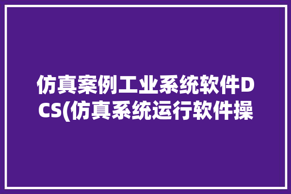 仿真案例工业系统软件DCS(仿真系统运行软件操作)「dcs仿真机模拟软件」