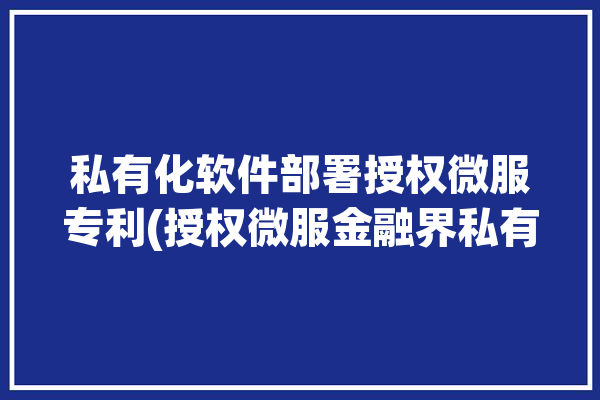 私有化软件部署授权微服专利(授权微服金融界私有化部署)