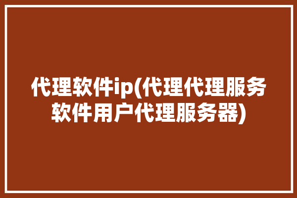 代理软件ip(代理代理服务软件用户代理服务器)「代理软件鄱」