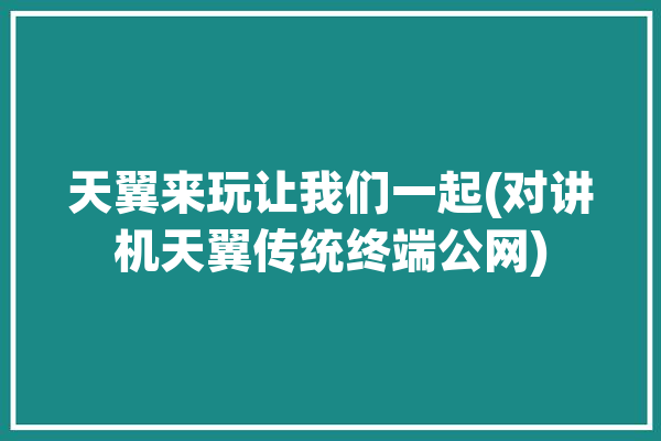 天翼来玩让我们一起(对讲机天翼传统终端公网)