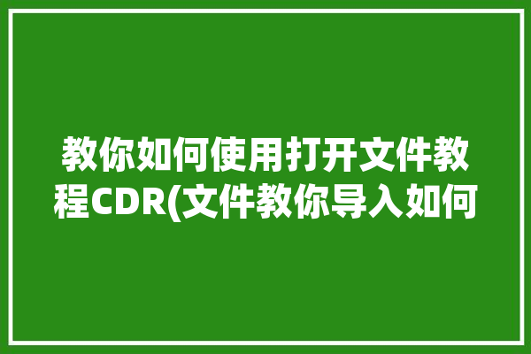 教你如何使用打开文件教程CDR(文件教你导入如何使用打开)「文件怎么用cdr打开」