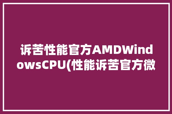 诉苦性能官方AMDWindowsCPU(性能诉苦官方微软系统)「诉苦有什么用」