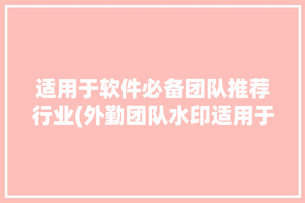 适用于软件必备团队推荐行业(外勤团队水印适用于人员)