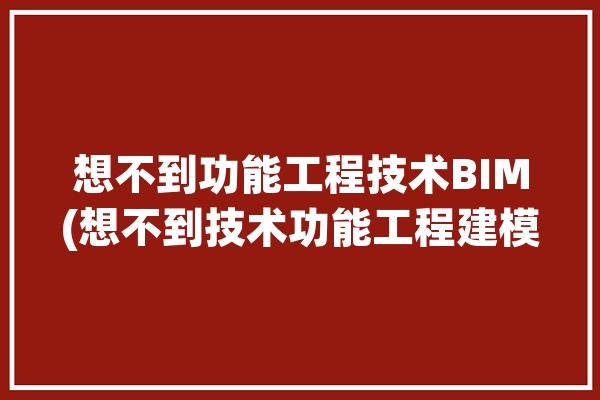 想不到功能工程技术BIM(想不到技术功能工程建模)「功能 技术」