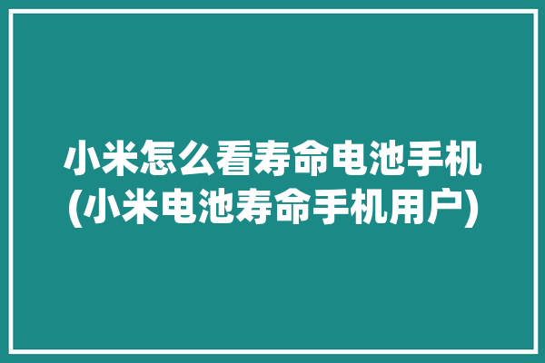 小米怎么看寿命电池手机(小米电池寿命手机用户)「小米怎么看电池寿命容量」