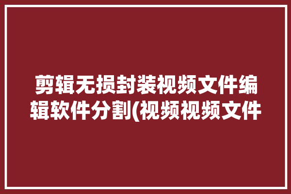 剪辑无损封装视频文件编辑软件分割(视频视频文件无损音频支持)