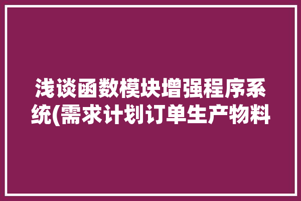 浅谈函数模块增强程序系统(需求计划订单生产物料)