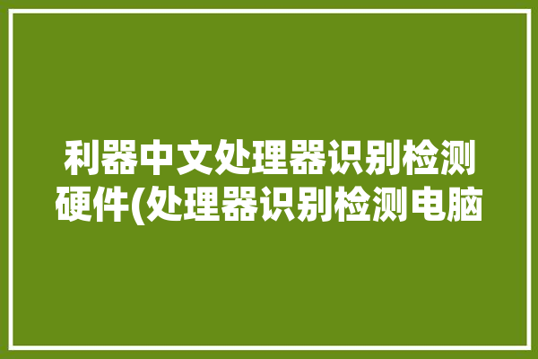 利器中文处理器识别检测硬件(处理器识别检测电脑实用技术)「怎样识别处理器的性能」