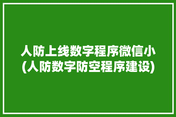 人防上线数字程序微信小(人防数字防空程序建设)