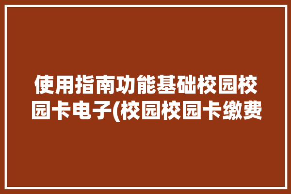 使用指南功能基础校园校园卡电子(校园校园卡缴费使用指南充值)