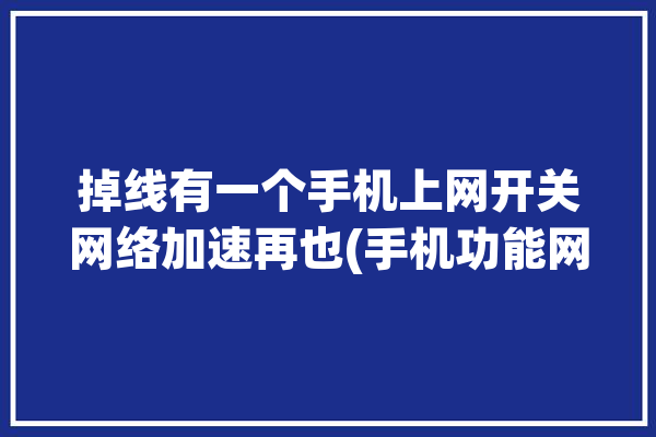 掉线有一个手机上网开关网络加速再也(手机功能网络网络加速流量)