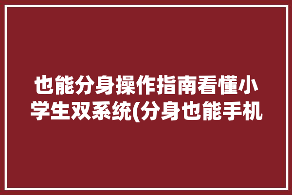 也能分身操作指南看懂小学生双系统(分身也能手机操作指南双系统)