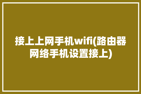 接上上网手机wifi(路由器网络手机设置接上)「手机接路由器己连接上不了网」