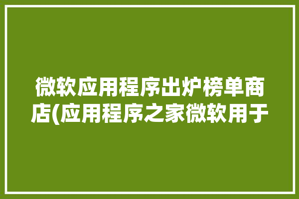 微软应用程序出炉榜单商店(应用程序之家微软用于屏幕)「微软应用软件」