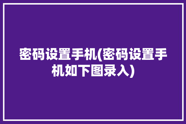 密码设置手机(密码设置手机如下图录入)「密码设置怎么设置手机」