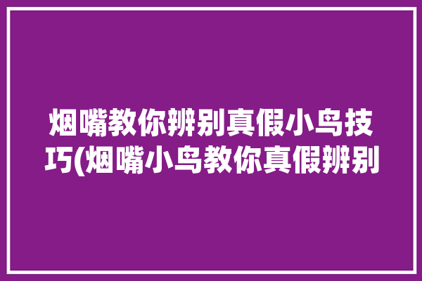 烟嘴教你辨别真假小鸟技巧(烟嘴小鸟教你真假辨别)「小鸟烟嘴 没有真货」