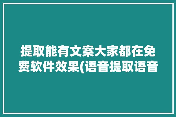 提取能有文案大家都在免费软件效果(语音提取语音识别文案多种)