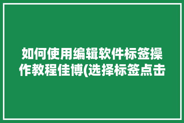 如何使用编辑软件标签操作教程佳博(选择标签点击打印条码)「佳博打印标签内容编辑」