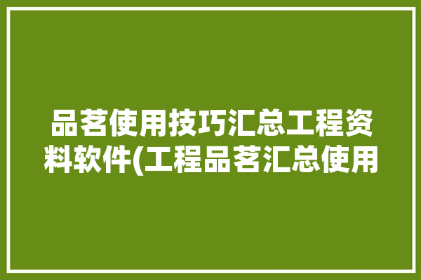 品茗使用技巧汇总工程资料软件(工程品茗汇总使用技巧资料软件)