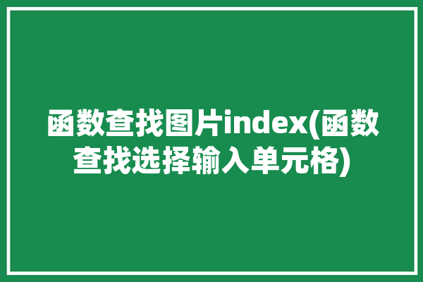 函数查找图片index(函数查找选择输入单元格)「如何用excel函数查找图片」