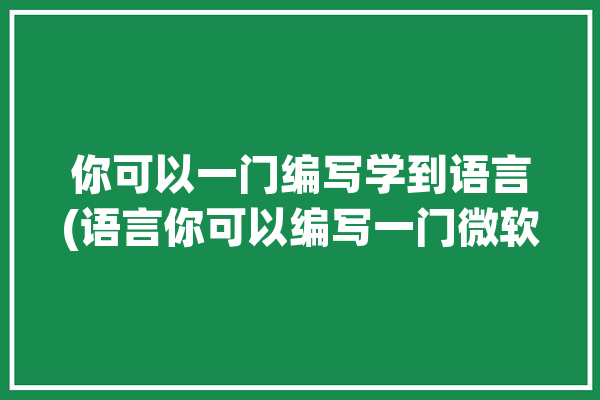 你可以一门编写学到语言(语言你可以编写一门微软)「你可以编程吗」