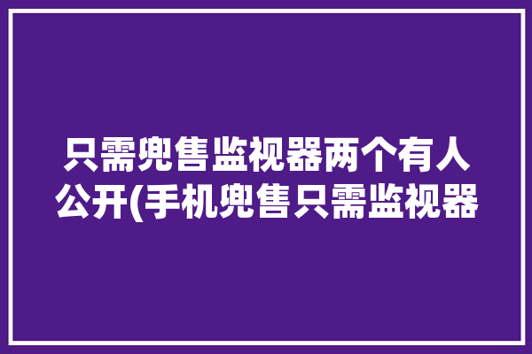 只需兜售监视器两个有人公开(手机兜售只需监视器软件)