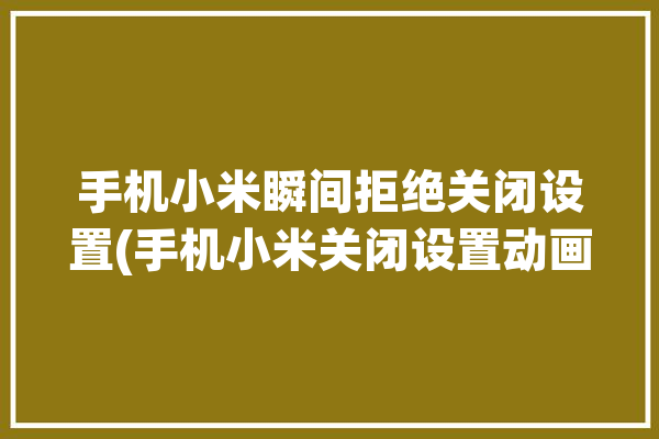 手机小米瞬间拒绝关闭设置(手机小米关闭设置动画)「小米拒绝所有来电怎么设置」