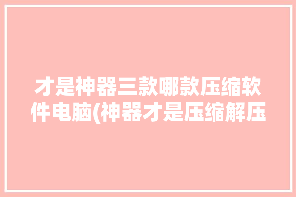 才是神器三款哪款压缩软件电脑(神器才是压缩解压电脑)