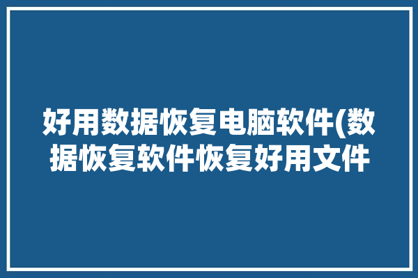 好用数据恢复电脑软件(数据恢复软件恢复好用文件)「数据恢复软件 电脑」