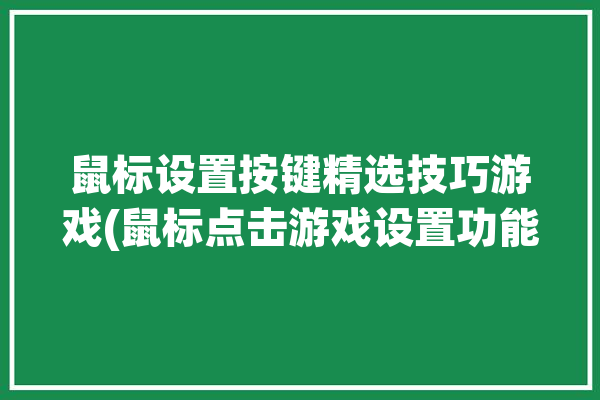 鼠标设置按键精选技巧游戏(鼠标点击游戏设置功能)「鼠标游戏快捷键设置在哪」