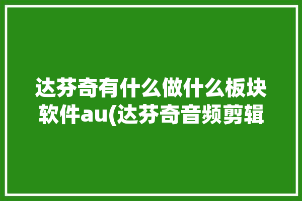 达芬奇有什么做什么板块软件au(达芬奇音频剪辑页面调色)「达芬奇 adobe」