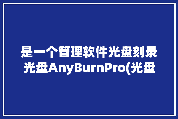 是一个管理软件光盘刻录光盘AnyBurnPro(光盘数据映像文件音频)「刻录光盘管理员权限」