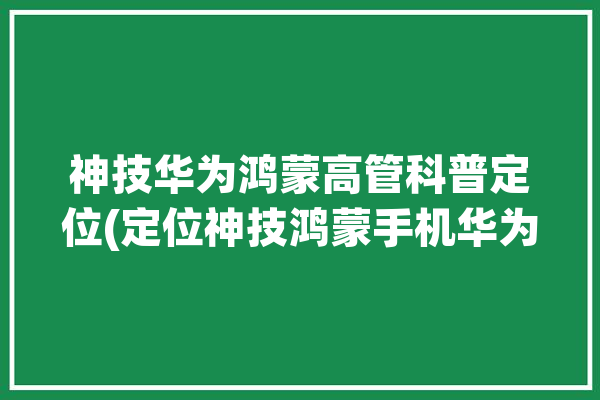 神技华为鸿蒙高管科普定位(定位神技鸿蒙手机华为)「华为鸿蒙系统功能定位」